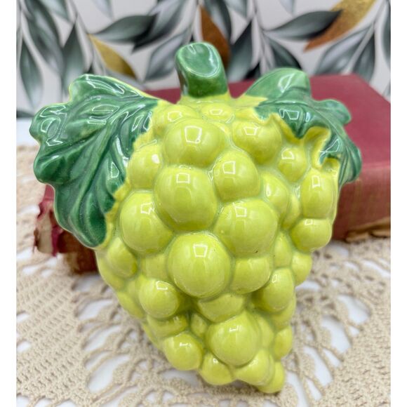 Vintage Wall pocket Retro 1950's GILNER California Pottery Green Grapes - Picture 1 of 8